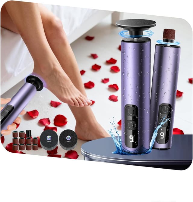 Detalle de Elektrischer Hornhautentferner mit 9 Geschwindigkeiten (Type-C, violett) – für glatte Fersen & weniger rissige Haut