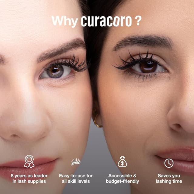 Detalle de Curacoro Promade 500 Fans 7D-0.05 CC Curl Lash Extensions (12mm) — Handmade Volume Lash Fans