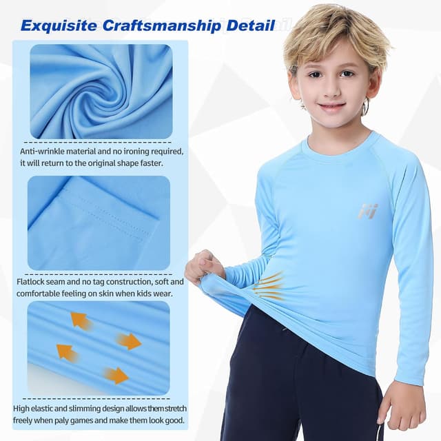 Detalle 2 de MEETWEE Rash Guard ragazzi a manica lunga UPF 50+ per nuoto e surf