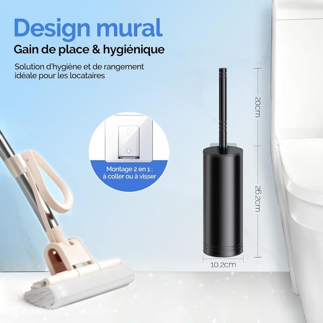 Thumbnail 5 de HAMITOR Brosse WC murale sans perçage