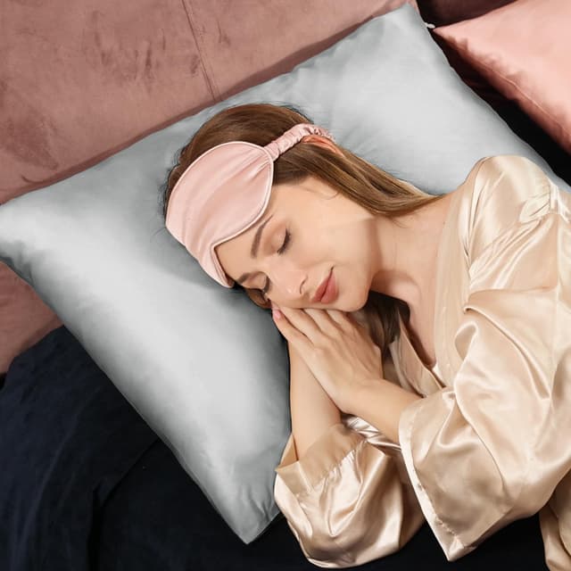 Detalle de Seidenkissenbezug Adubor 40x60 cm (dunkelgrau) mit verstecktem Reißverschluss, 22 Momme – 1 Stück