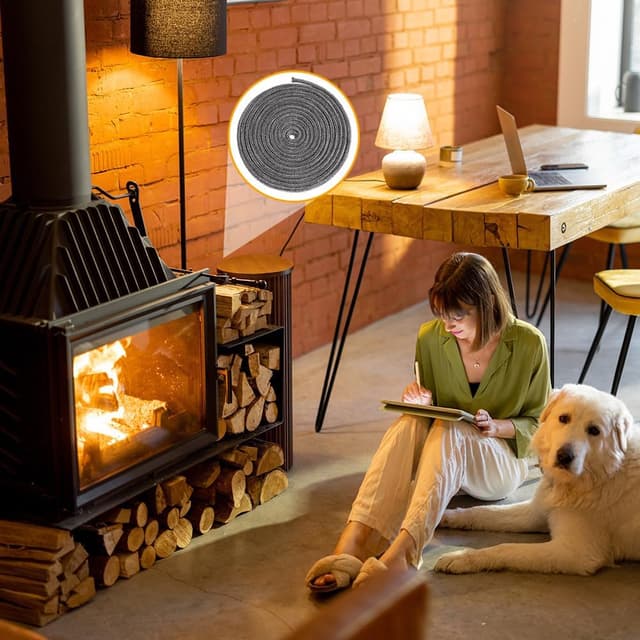 Thumbnail 6 de Flintronic Guarnizione per porta stufa a pellet in fibra ignifuga (fibra di corda) resistente fino a 600 °C, Φ8 mm x 5 m, grigio