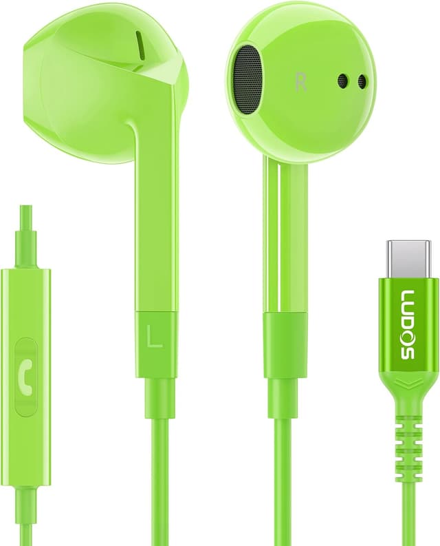 Detalle de LUDOS FEROX USB-C Kopfhörer mit Mikrofon (In-Ear, Kabel) – 5 Jahre Garantie, grün