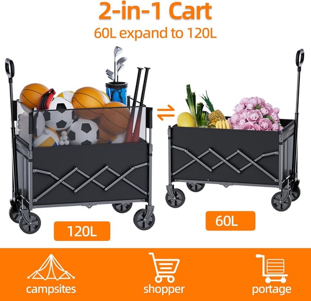 Thumbnail 2 de Carrello pieghevole resistente 120 L, portata 100 kg 🛒