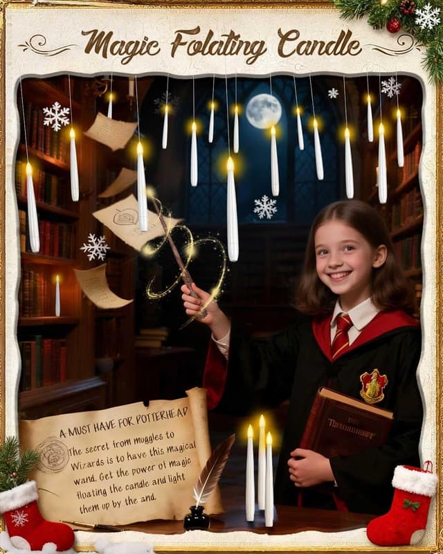 Thumbnail 1 de CSNDICE Floating Candles with Wand 20pc Battery-Operated โ๐