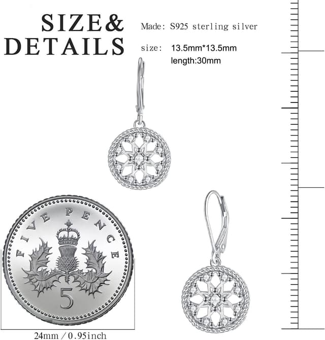 Detalle 2 de J.MUEN Ohrringe aus 925 Silber mit Traumfänger-Anhänger, lang (Paar) – Geschenkidee für Muttertag, Valentinstag & Co.