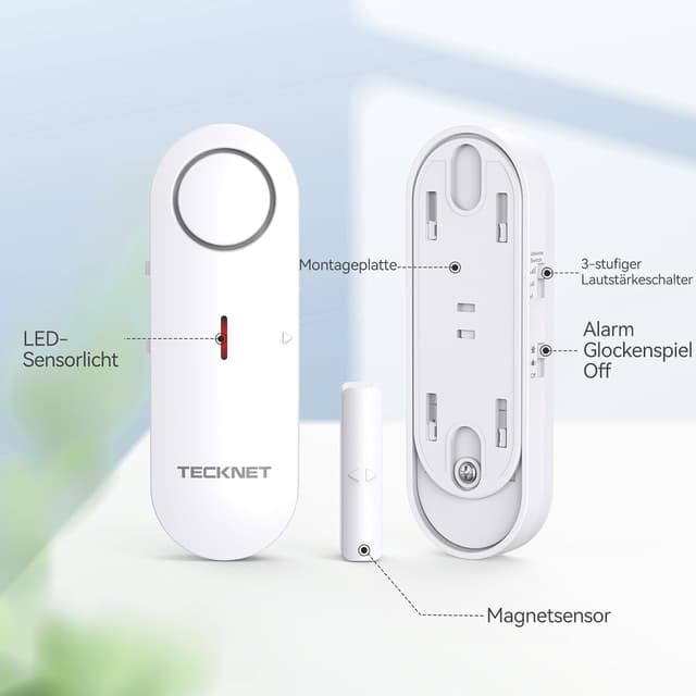 Thumbnail 4 de TECKNET Türalarm für Einbruchschutz mit 3 Sensoren