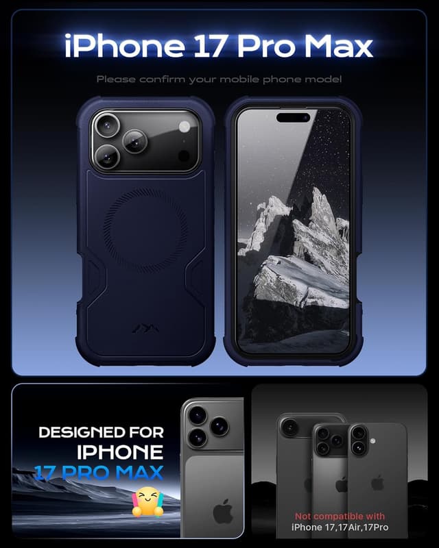 Detalle 2 de ByteRock iPhone 17 Pro Max Case (6.9") with MagSafe, Belt Clip Holster & 360° Kickstand, Blue