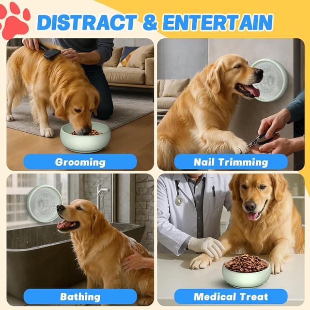 Detalle de Pawinner 2PCS Dog Lick Bowl & Slow Feeder Lick Mat (Non-slip Suction, BPA-free silicone)