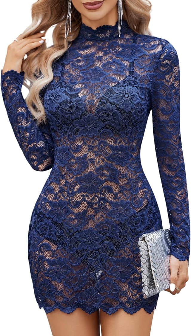 Detalle de Avidlove Sheer Lace Mini Dress 1pc