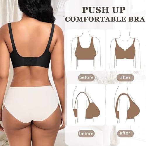 Detalle de Cavotor Non Wired Seamless Support Bra with Extra Extender for Large Breasts