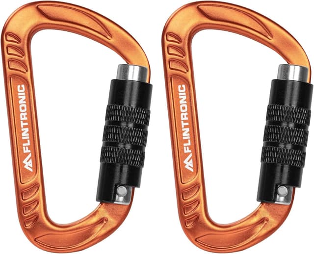 Detalle 2 de Flintronic Mousqueton à verrouillage en alliage d’aluminium (forme D) pour hamac, camping, randonnée, ski et vélo