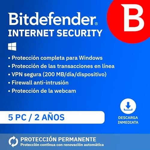 Detalle de Bitdefender Internet Security 5 dispositivos 2 años