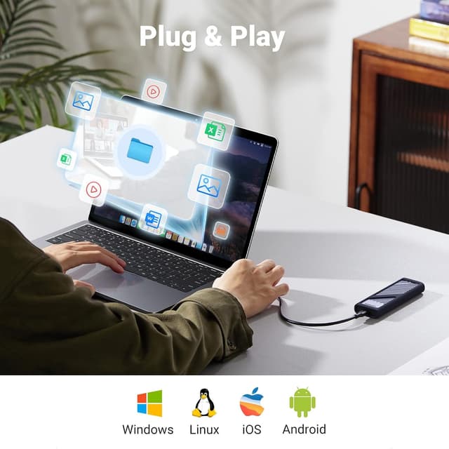 Thumbnail 6 de UGREEN M.2 NVMe/SATA SSD Gehäuse USB 3.2 Gen 2 (10 Gbps) aus Aluminium mit Kühlkissen