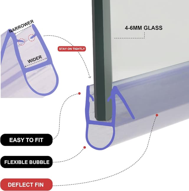 Thumbnail 3 de HNNHOME Seal Strip for 6-8mm Glass 2-Pack
