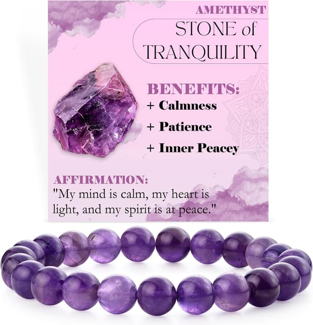 Detalle de Bivei Kristall-Armband für Frauen mit 8-mm-Perlen (elastisch, natürliches Halbedelstein-Feeling)