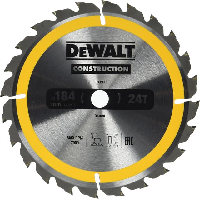 Detalle de DEWALT DT1939-QZ lama circolare per seghe portatili (184 x 16 mm, 24 denti)