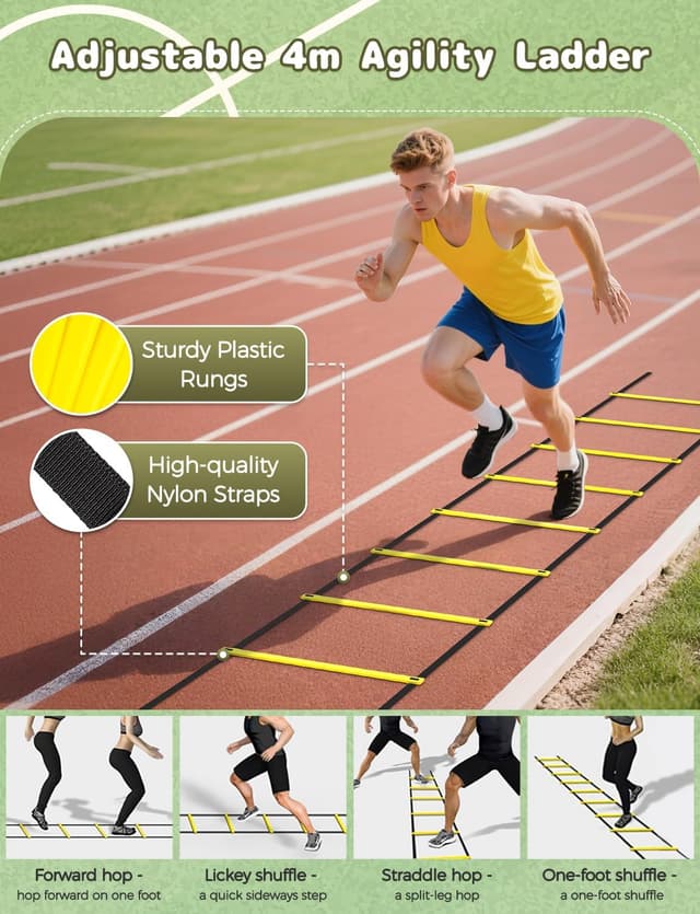 Detalle 2 de Agility ladder set with 8 rungs and cones