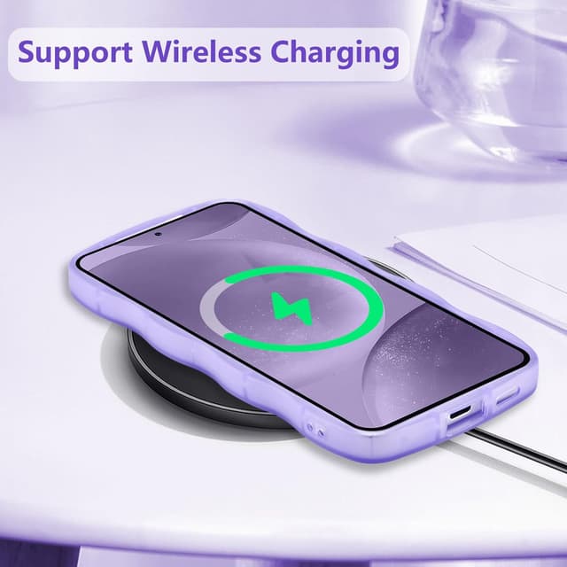 Detalle de ZTOFERA Galaxy A17 5G Case (6.7-inch) — Glitter Curly Wavy TPU Protective Cover, Purple