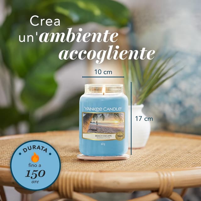 Detalle de Yankee Candle Candela profumata “Fuga al Mare” in giara grande (fino a 150 ore)