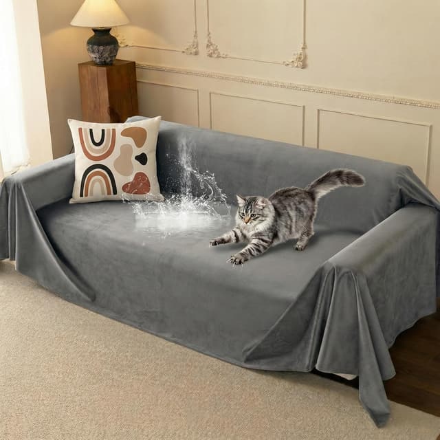 Detalle de Loiion Copridivani impermeabile anti-graffi per gatti e cani, grigio 300x180 cm