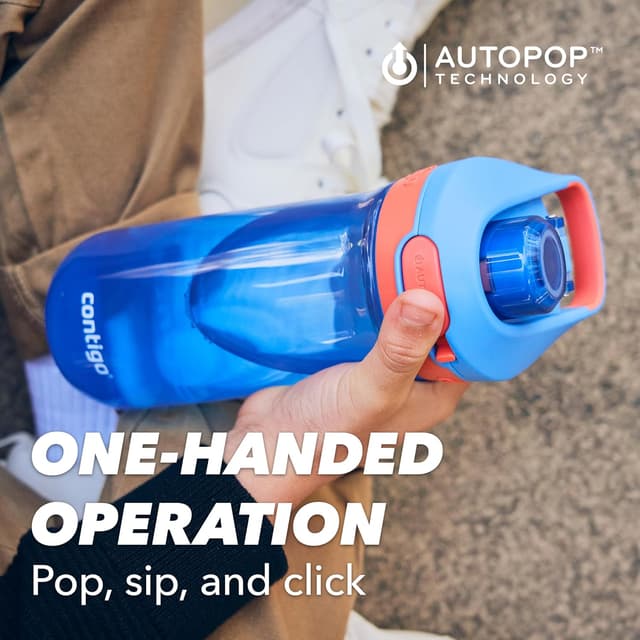 Detalle de Contigo Jessie Autopop – borraccia per bambini 420 ml, a prova di perdite, lavabile in lavastoviglie