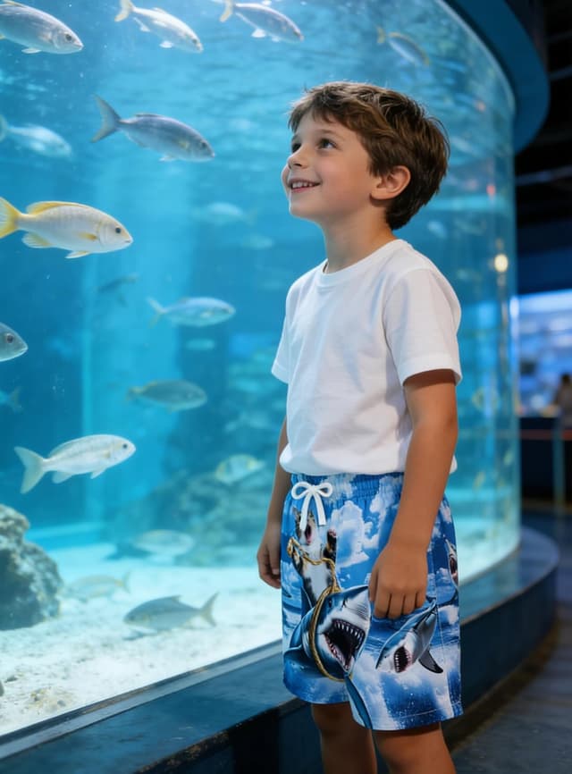 Detalle de Kids4ever boys quick-dry printed swimming shorts (6–14 years) with mesh lining