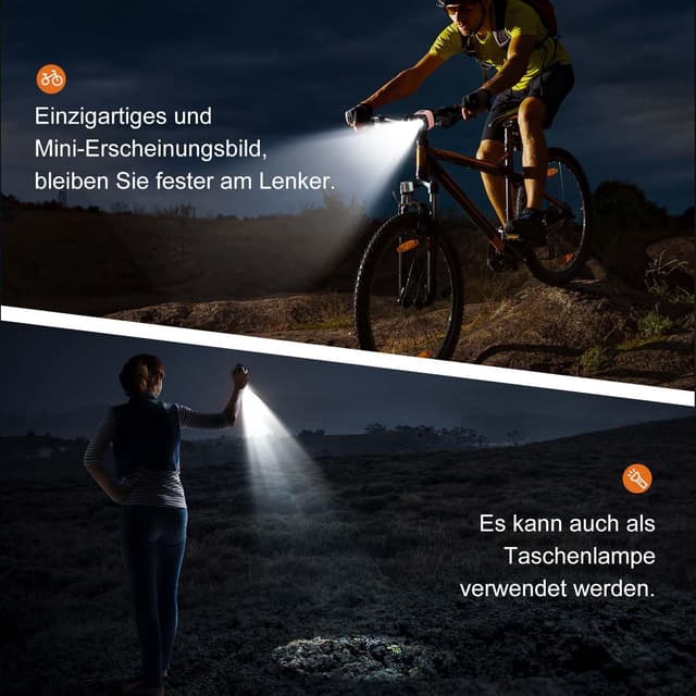 Detalle 2 de Antimi Antimi Fahrradleuchten-Set (StVZO-zugelassen) – LED Front- und Rücklicht USB-C