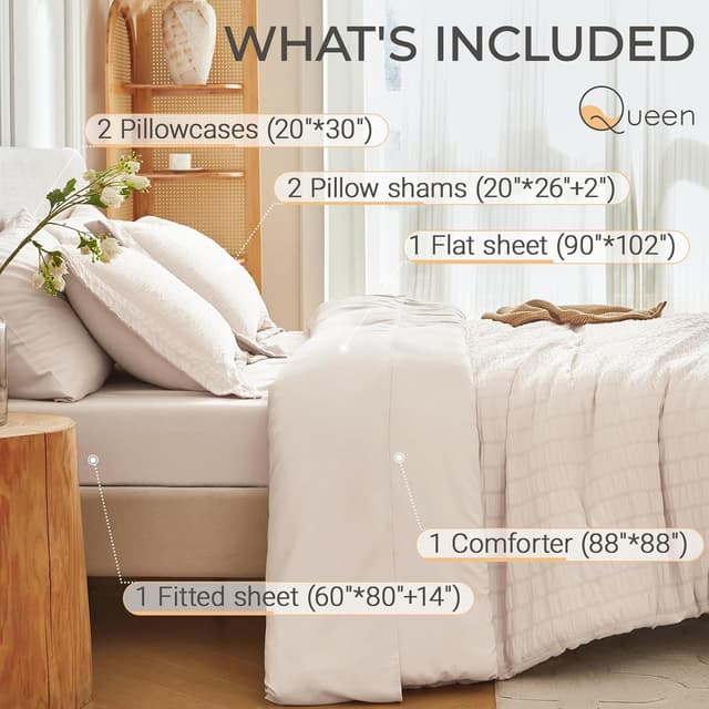 Detalle 2 de MUXHOMO 7 Pieces Queen Comforter Set 88x88