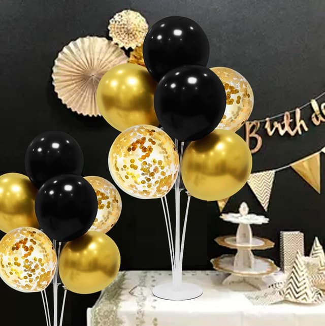 Thumbnail 2 de ZJDHPTY Black Gold Balloon Stand Set