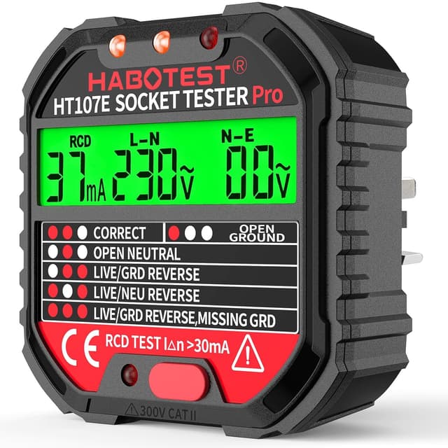 Detalle de YOJOCK Socket Tester RCD Plug Outlet Tester with LCD Display (Electrical Receptacle Detector)