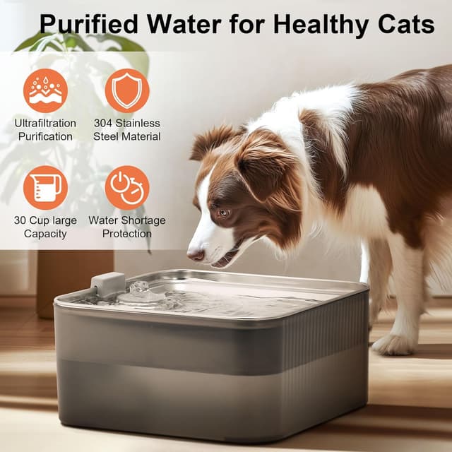 Detalle de FUKUMARU 7L Dog Water Fountain with Ultra Quiet 28.5dB Pump & 4-Stage Filter System