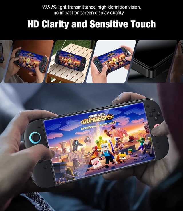 Detalle de Hoerrye Schutzfolie aus Panzerglas für Nintendo Switch 2 (HD klar, 2 Stück) – 7,9 Zoll, blasenarme Montage