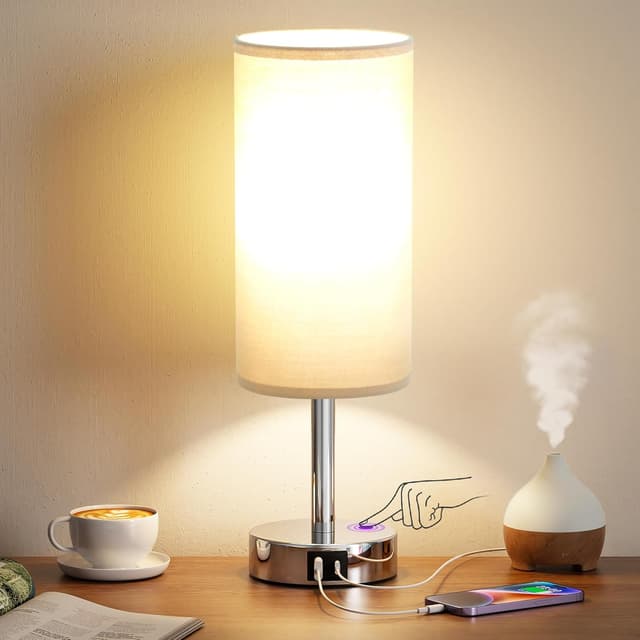 Detalle de Aooshine Bedside Lamp 2 USB, 3‑way touch control 🛋