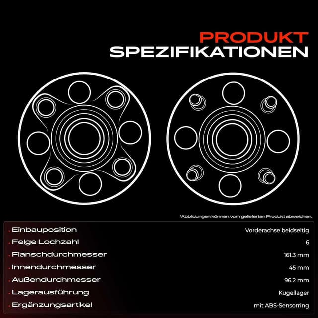 Detalle 2 de Frankberg 1x Radnabe Radlagersatz mit ABS-Sensorring für H-1 Cargo/Travel TQ (2.4L/2.5L, 2007–2021) – Ersatz 517504H050