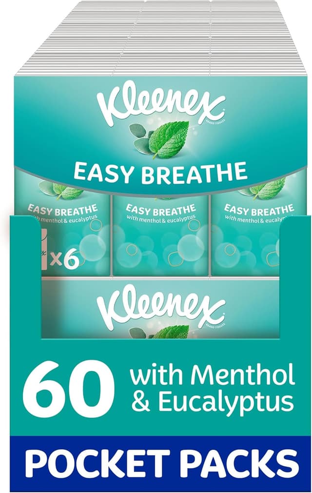 Detalle de Kleenex Easy Breathe Travel Pocket Tissues 60 Pack