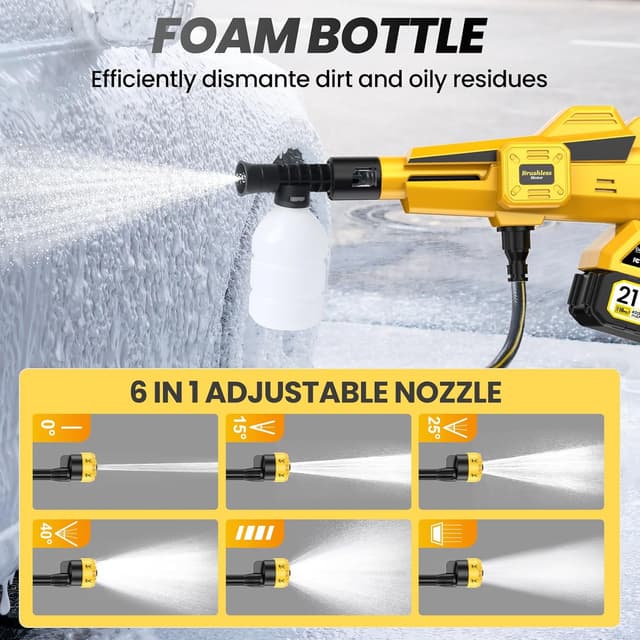 Detalle 2 de Hidrolimpiadora a batería 45 bar 8000 mAh