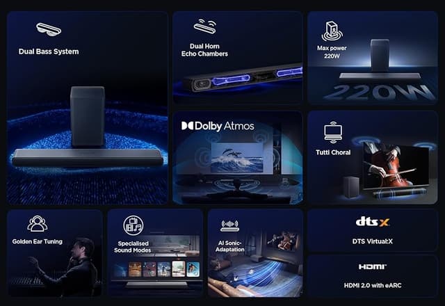 Detalle 2 de TCL S55HE Barra de sonido Dolby Atmos 220 vatios