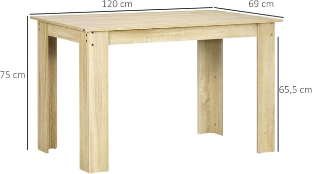 Detalle de HOMCOM table à manger rectangulaire 120 x 69 cm