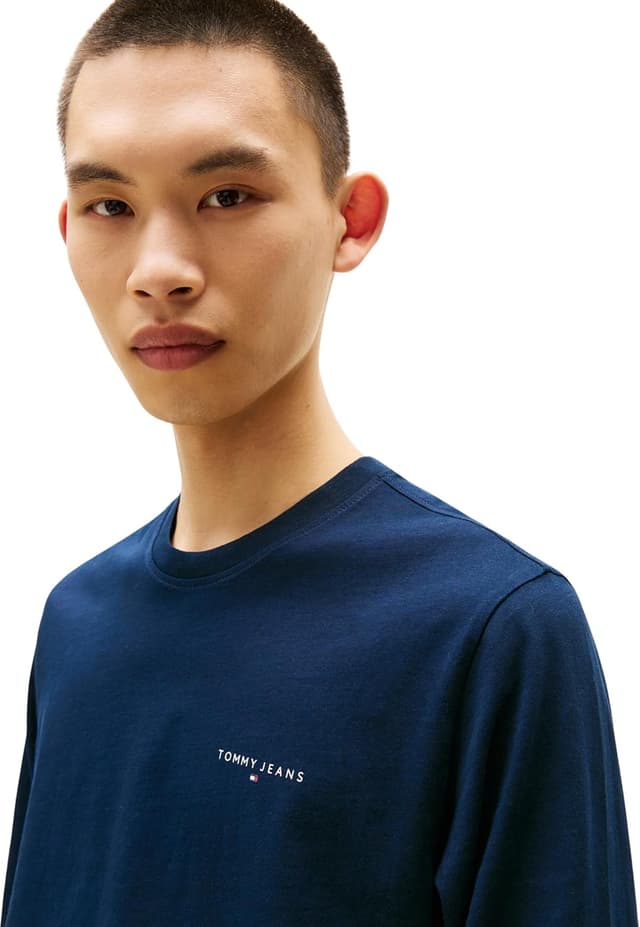 Detalle de Tommy Jeans T-shirt manches longues homme slim en coton « Chest Linear »