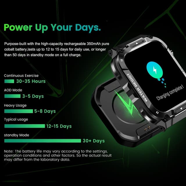 Thumbnail 6 de Military Smart Watch for Men 1.96" Outdoor Sports Smartwatch (Black) with Call Answer, SpO2, Heart Rate & Sleep