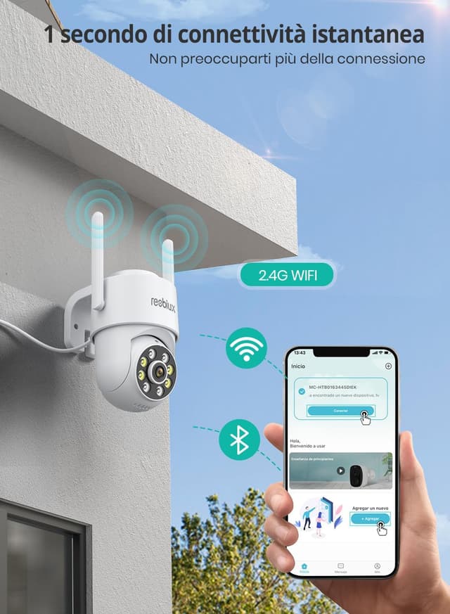 Detalle de Reobiux 1080P Telecamera Wi‑Fi Esterno 2MP