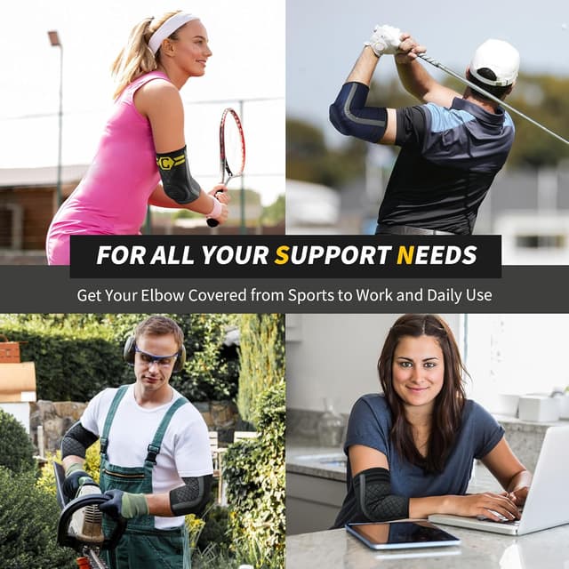 Thumbnail 6 de CAMBIVO Elbow Support for Men & Women (2 Pack) with Gel Pad and Dual Stabilisers