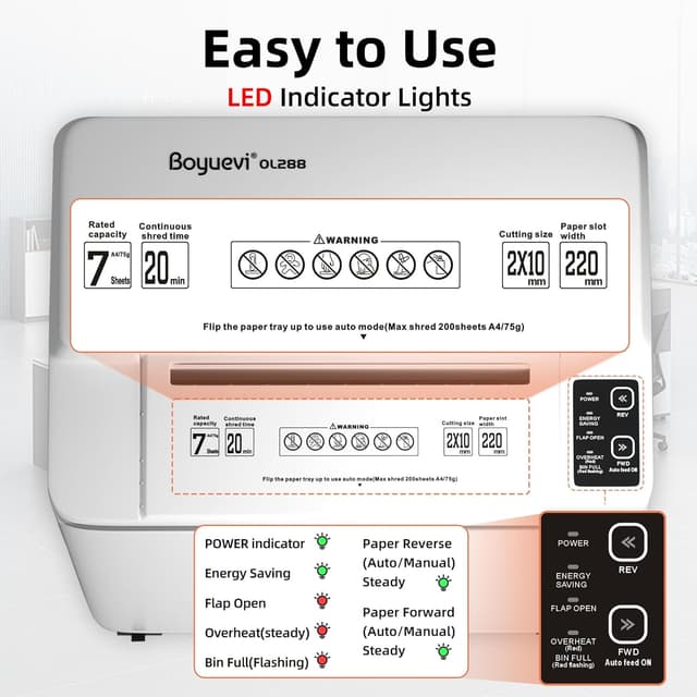 Thumbnail 6 de Boyuevi 200-Sheet Auto Feed Shredder