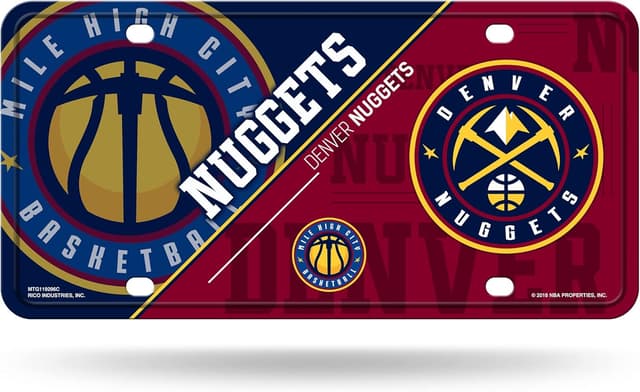 Detalle de Rico Industries NBA Basketball Metal Auto Tag (6" x 12") — License Plate Attachment for Truck/Car/SUV