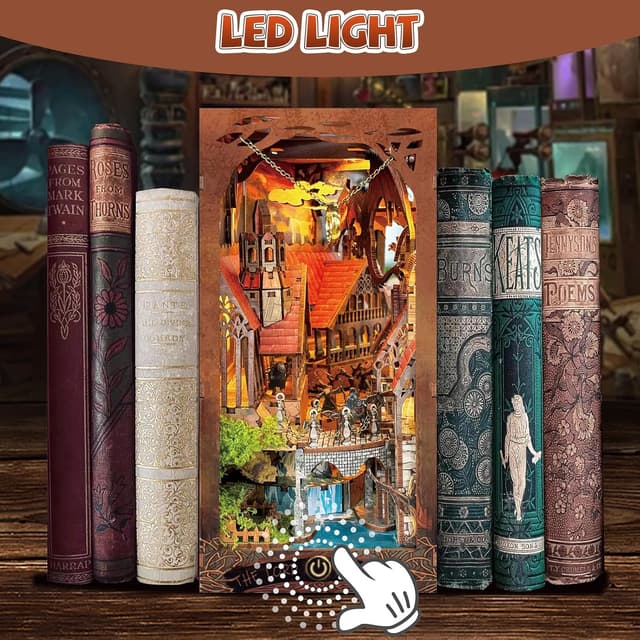 Detalle de Spirit Valley of the Magic Ring DIY Book Nook Kit with LED 3D Wooden Puzzle Insert