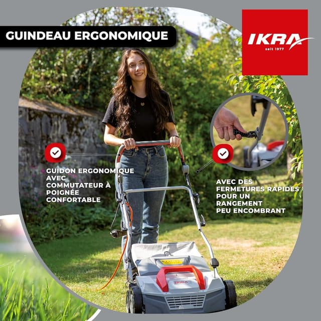Detalle 2 de IKRA IEVL 1838 scarificateur aérateur électrique 2-en-1, 38 cm et 1800 W