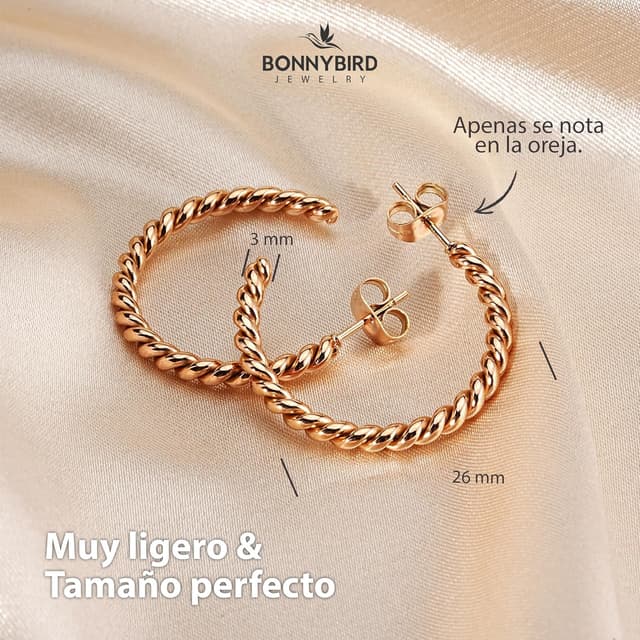 Thumbnail 4 de BONNYBIRD Pendientes Aro 26 mm acero inoxidable