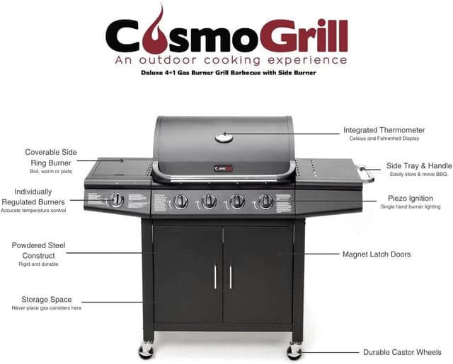 Detalle 2 de CosmoGrill Pro Deluxe 5 gas BBQ