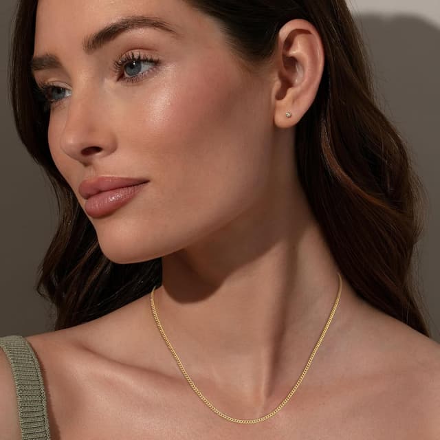 Detalle 2 de Diorra 925 Sterling-Silber Kette (2 mm) – Damen-Halskette ohne Anhänger